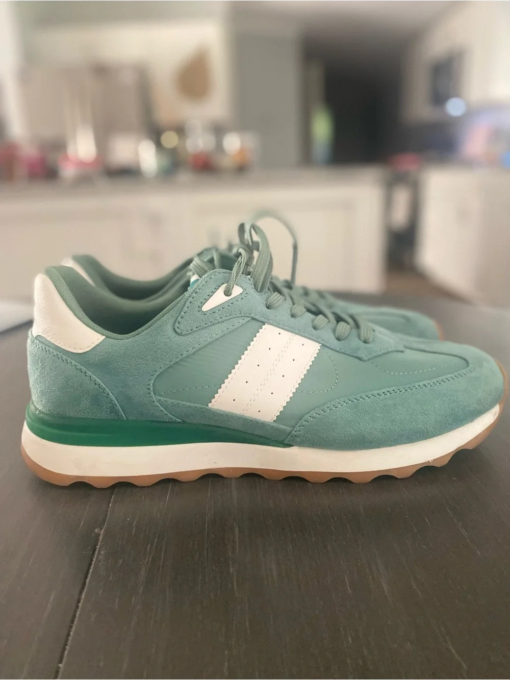 Steve Madden Mint Green and White Retro Runner Sneakers